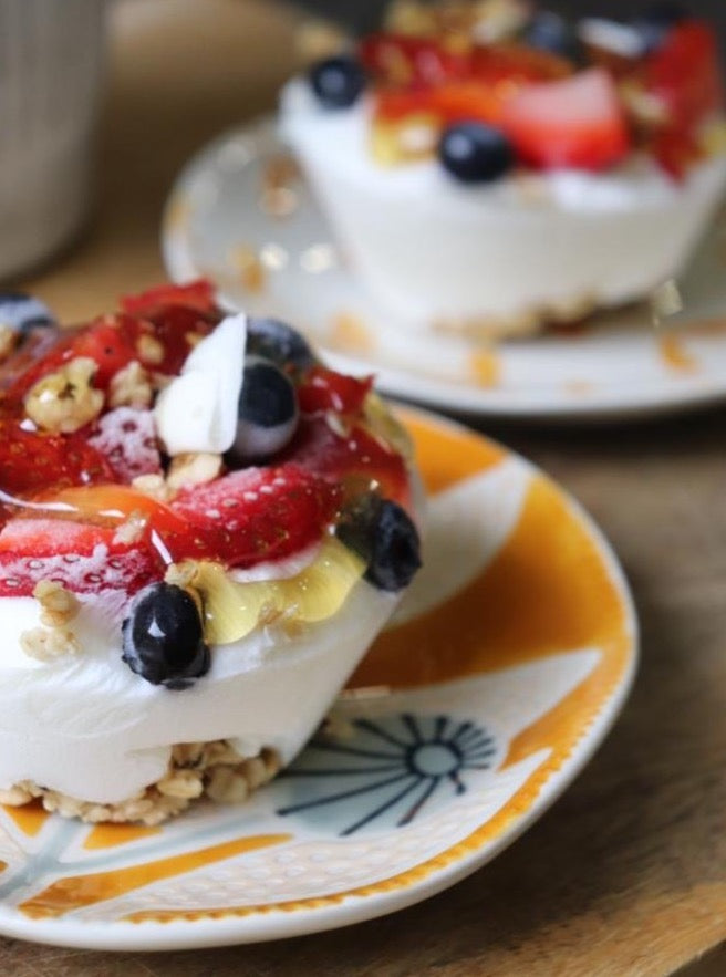 5-1/2" Round Hand-Painted Stoneware Plate w/ Floral Pattern, 4 Styles