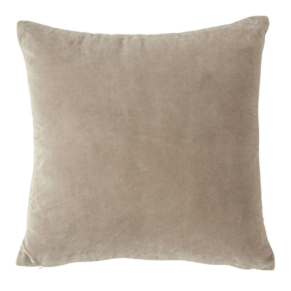 20" Square Cotton Velvet Front Pillow, Grey