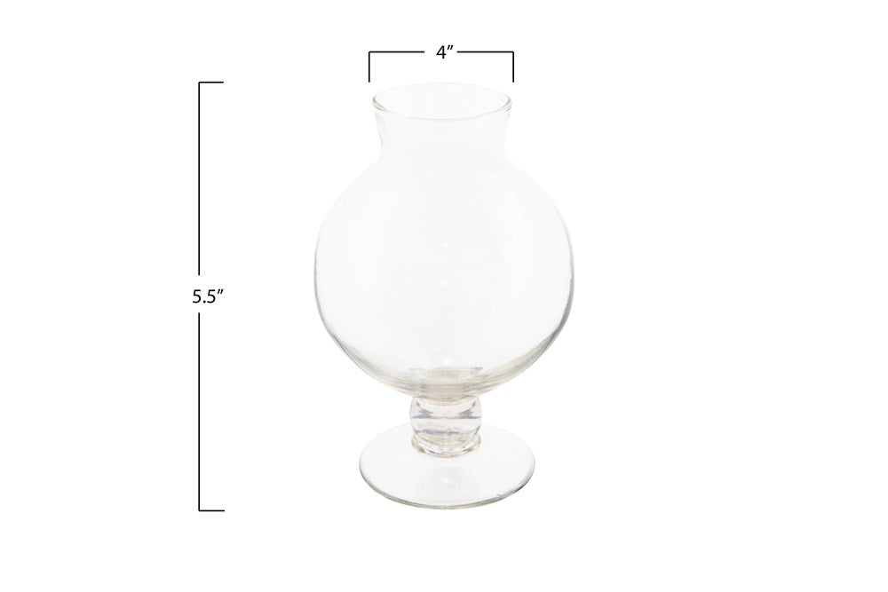 4" Round x 5-1/2"H Glass Footed Vase