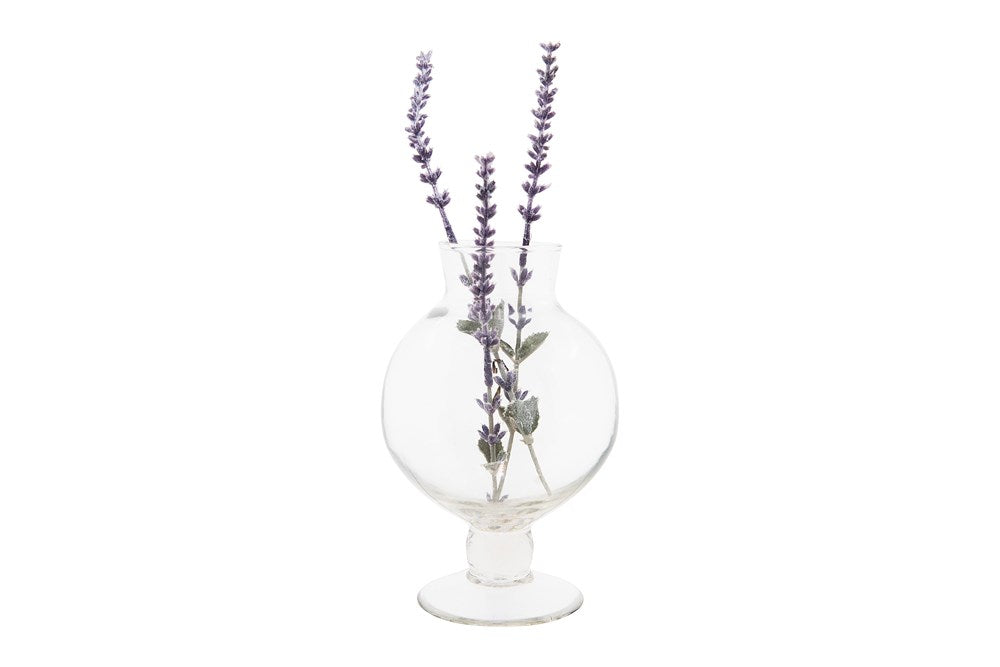 4" Round x 5-1/2"H Glass Footed Vase