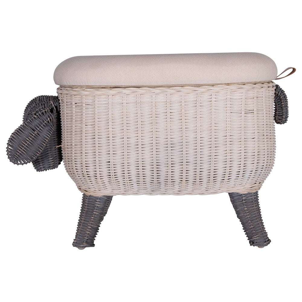 23-3/4"W x 13"D x 16-1/4"H Woven Sheep Storage Stool w/ Upholstered Lid