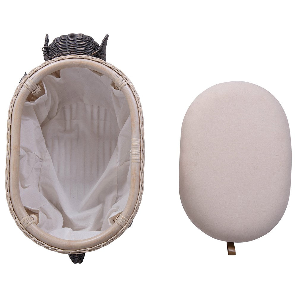 23-3/4"W x 13"D x 16-1/4"H Woven Sheep Storage Stool w/ Upholstered Lid