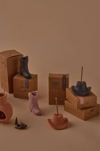 Cowboy Hat Incense Holder Black