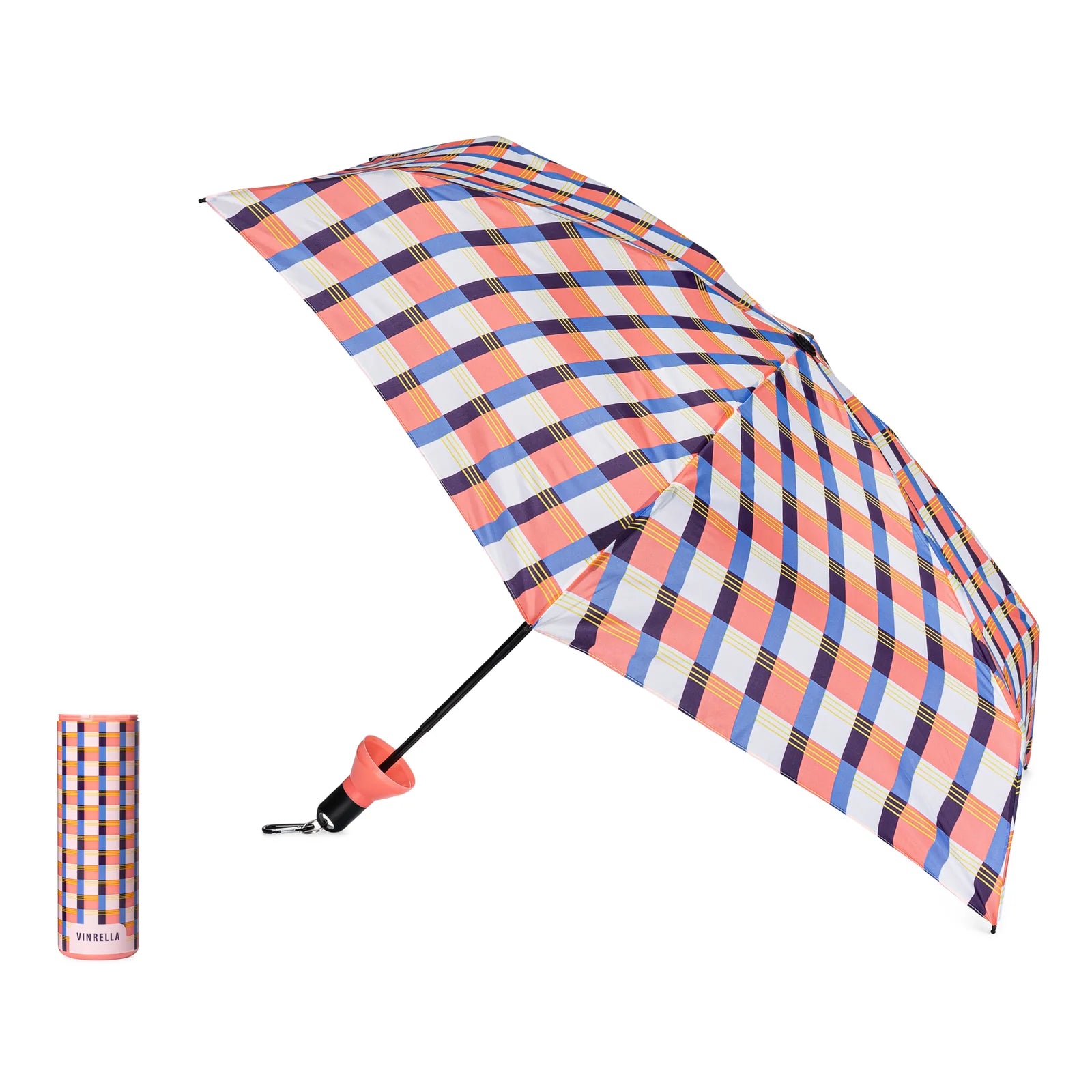 Water Bottle Umbrella Gingham Pink