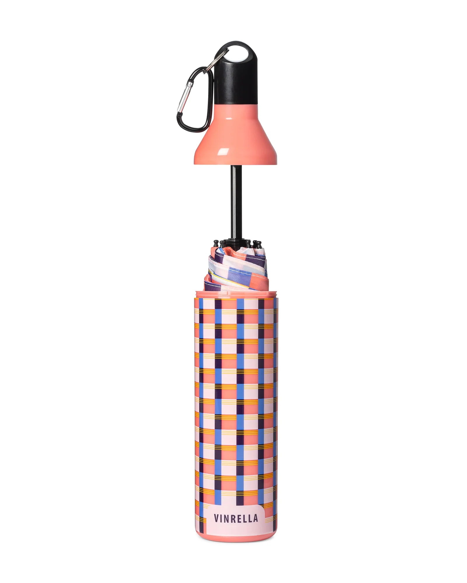 Water Bottle Umbrella Gingham Pink