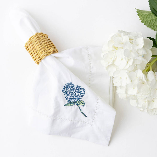 Embroidered Dinner Napkin Hydrangea Stem