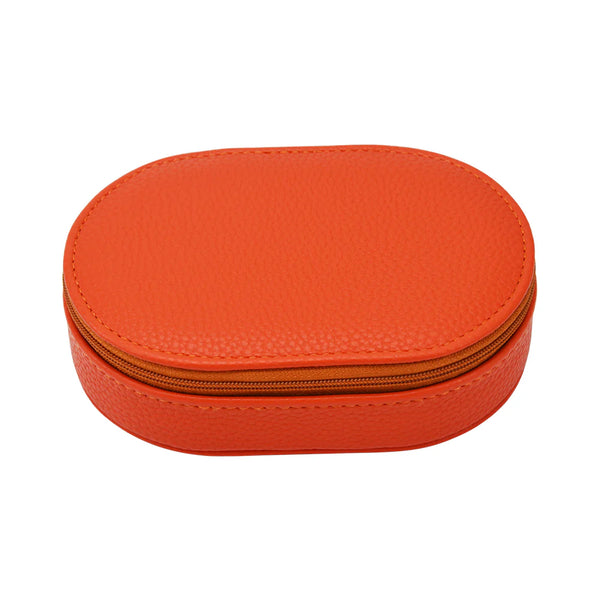 Leah Oval Travel Jewelry Case Orange