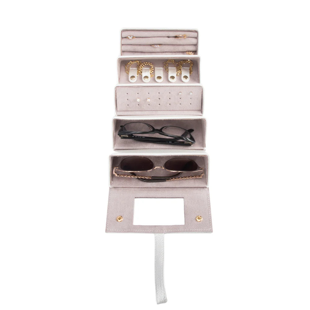 Leah 5 Eyewear & Jewelry Case Pearl White