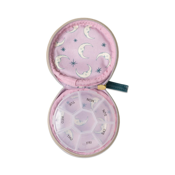 Vegan Leather Pill Case Teal Moon