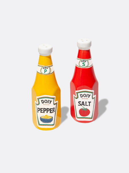 Corner Shop Salt and Pepper Shakers Ketchup&Mustard