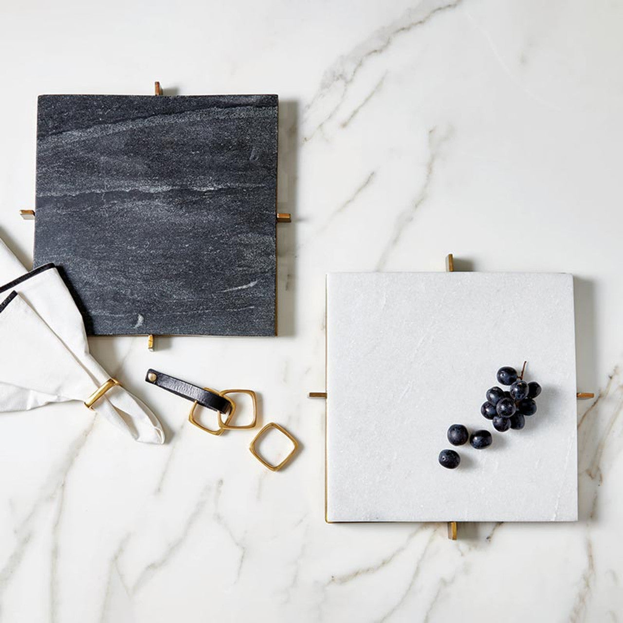 Marble Trays With Gold