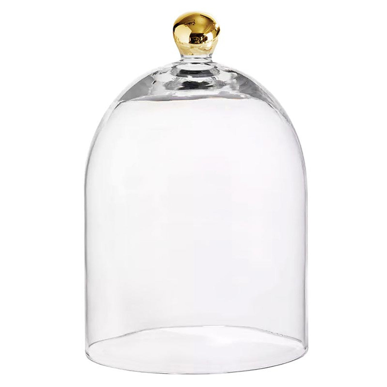 Small Glass Cloche With Gold Knobs