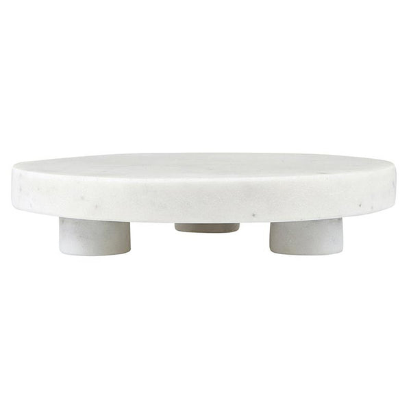 10" White Marble Footed Tray