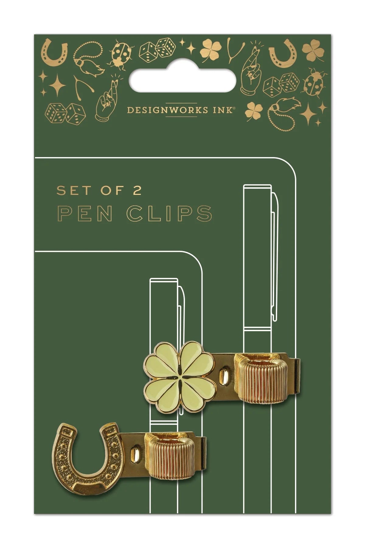 Set Of 2 Pen Clips Lucky Charms