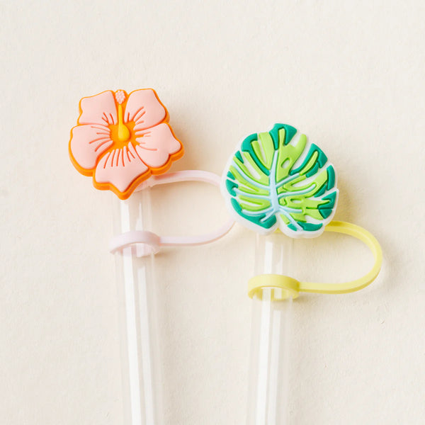 Straw Topper Set Tropical Hibiscus