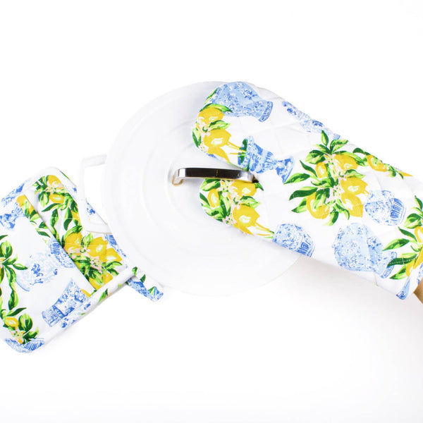 2Pc Oven Mitt Set Lemon Ginger