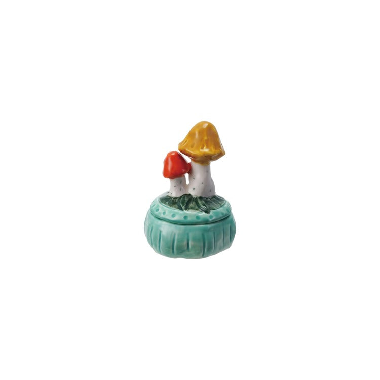 Stoneware Container W Mushrooms