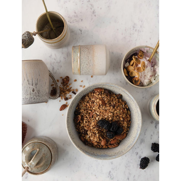 4-1/2" Round x 2-3/4"H Stoneware Bowl, Reactive Glaze, Multi Color