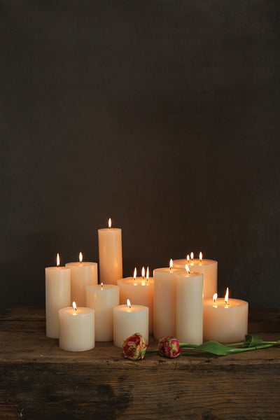 4" Round x 8"H Unscented Pillar Candle (Approximate Burn Time 148 Hours)