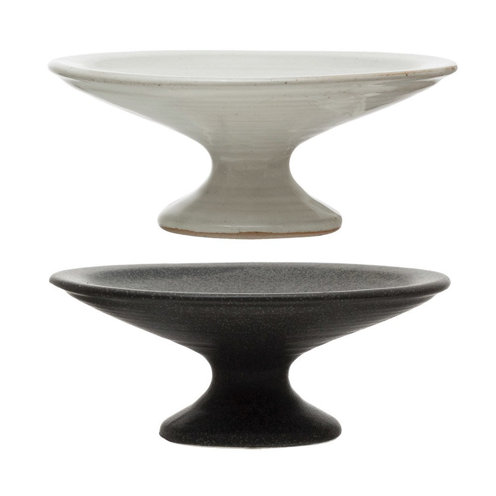 5-1/2" Round x 2"H Stoneware Pedestals, Matte Finish Black