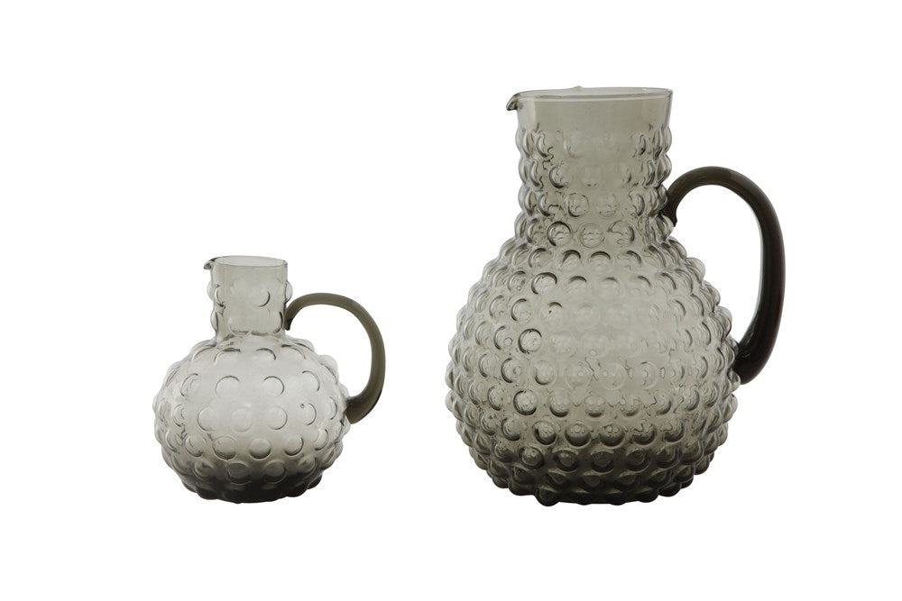 5-3/4"H 20oz. Glass Hobnail Pitcher, Smoke