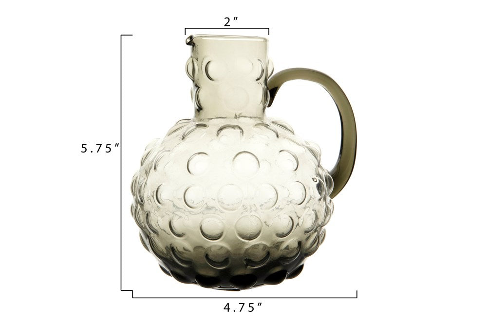 5-3/4"H 20oz. Glass Hobnail Pitcher, Smoke