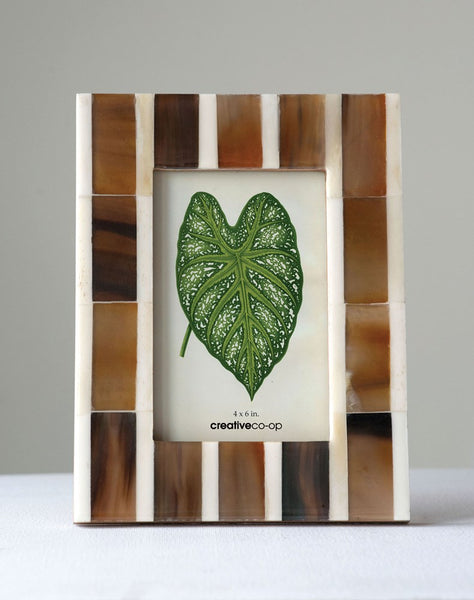 6-1/2"L x 8-1/2"H MDF & Horn Photo Frame (Holds 4" x 6" Photo)