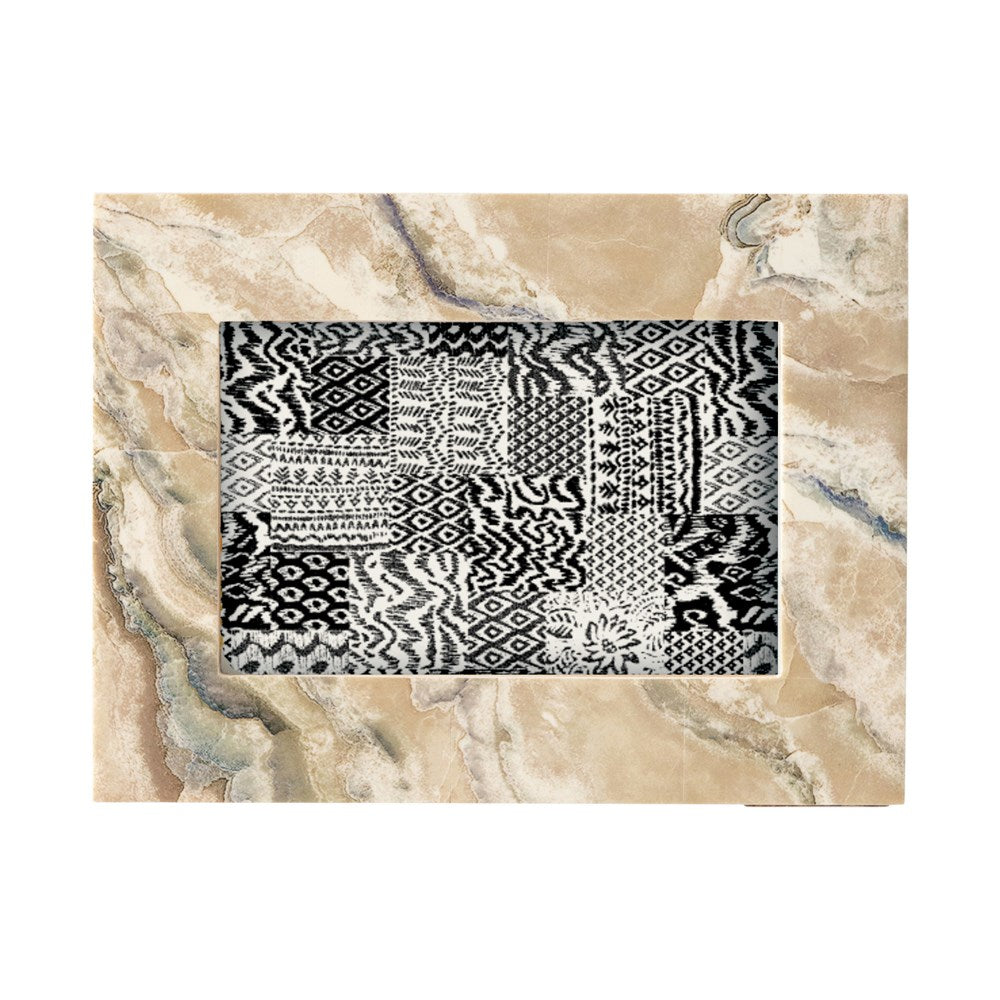 6"L x 8"H Resin & MDF Photo Frame, Marbled Cream Color Finish (Holds 4" x 6" Photo)