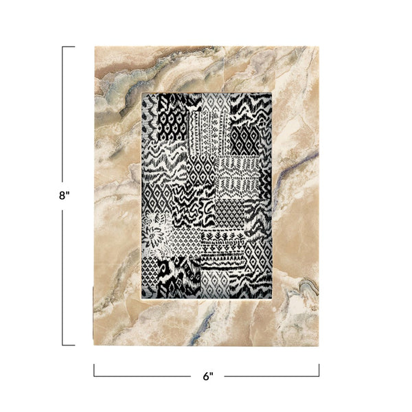 6"L x 8"H Resin & MDF Photo Frame, Marbled Cream Color Finish (Holds 4" x 6" Photo)