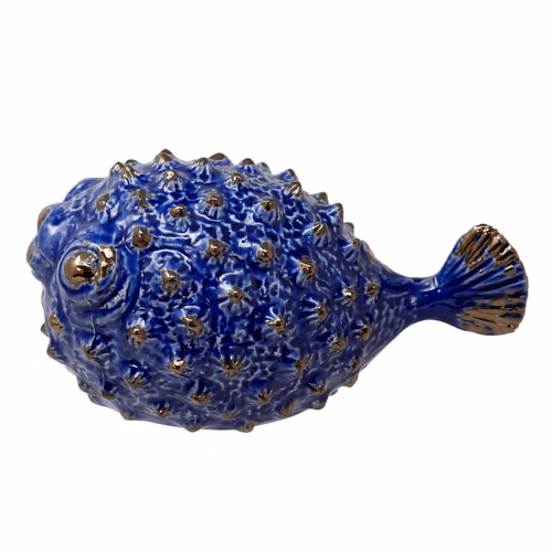 Blue Ceramic Puffer Fish 8