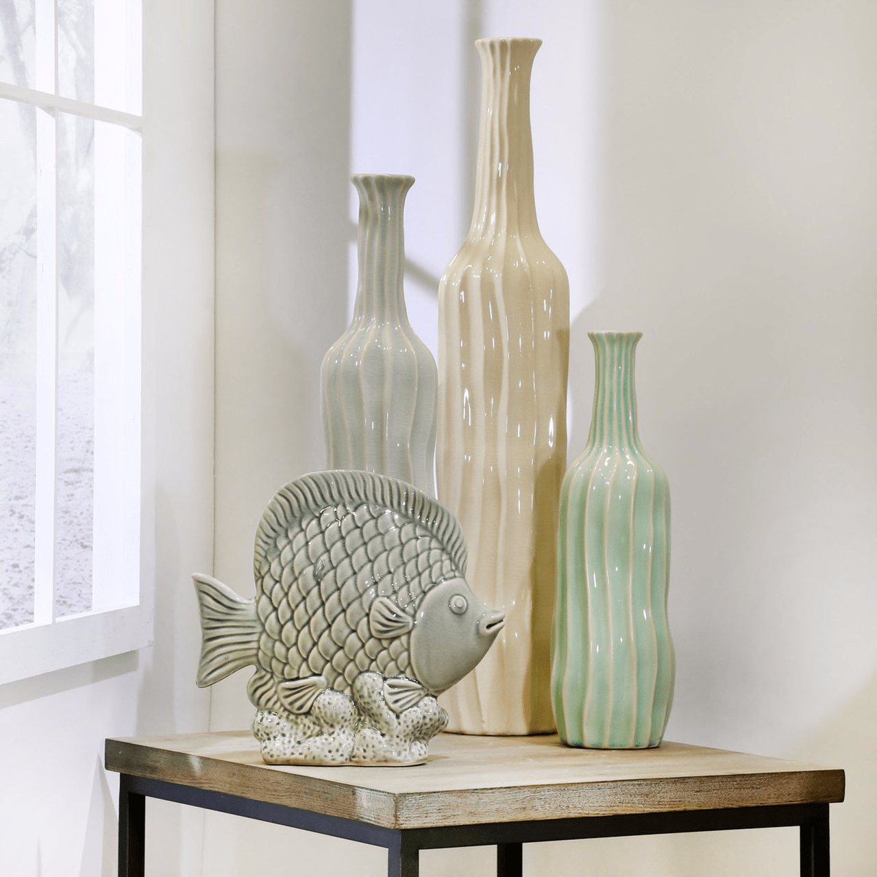 Ceramic Fish Decor 12" Graygreen