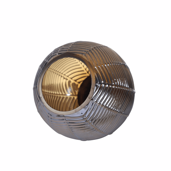 Glass 7" Chevron Pattern, Brown/Gold