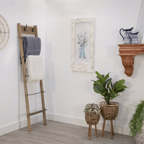 Wood/Metal 76" Ladder, Brown