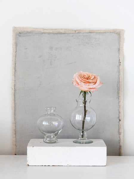 4" Round x 4-3/4"H Glass Footed Vase