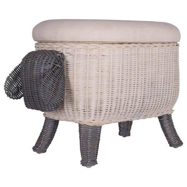 23-3/4"W x 13"D x 16-1/4"H Woven Sheep Storage Stool w/ Upholstered Lid